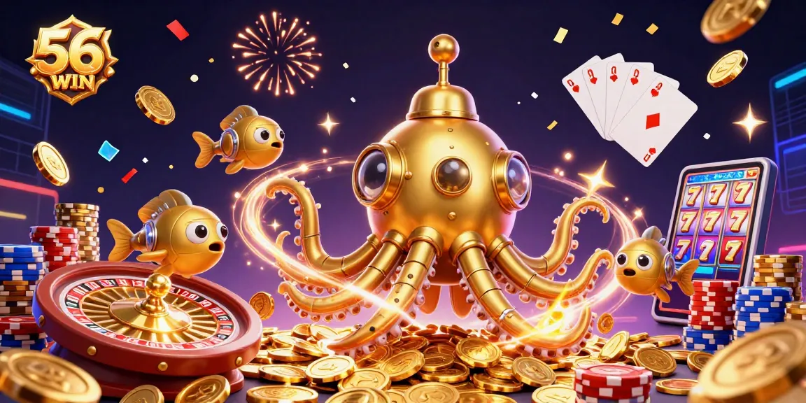 Experience thrilling gaming with 56WIN's vibrant casino scene, showcasing dynamic action and excitement.