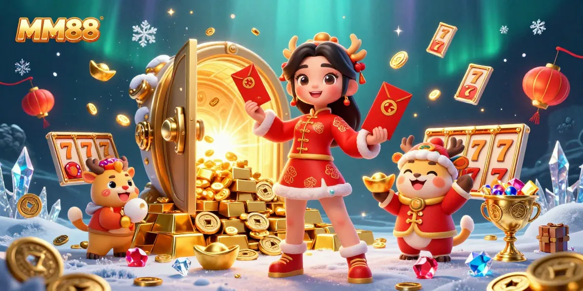 Experience MM88's vibrant gaming scene with festive characters and dynamic casino elements.