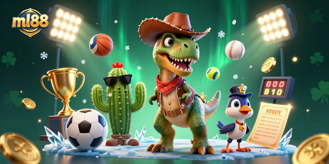 Experience thrilling gaming with ml88 in this vibrant 3D casino illustration featuring unique characters.
