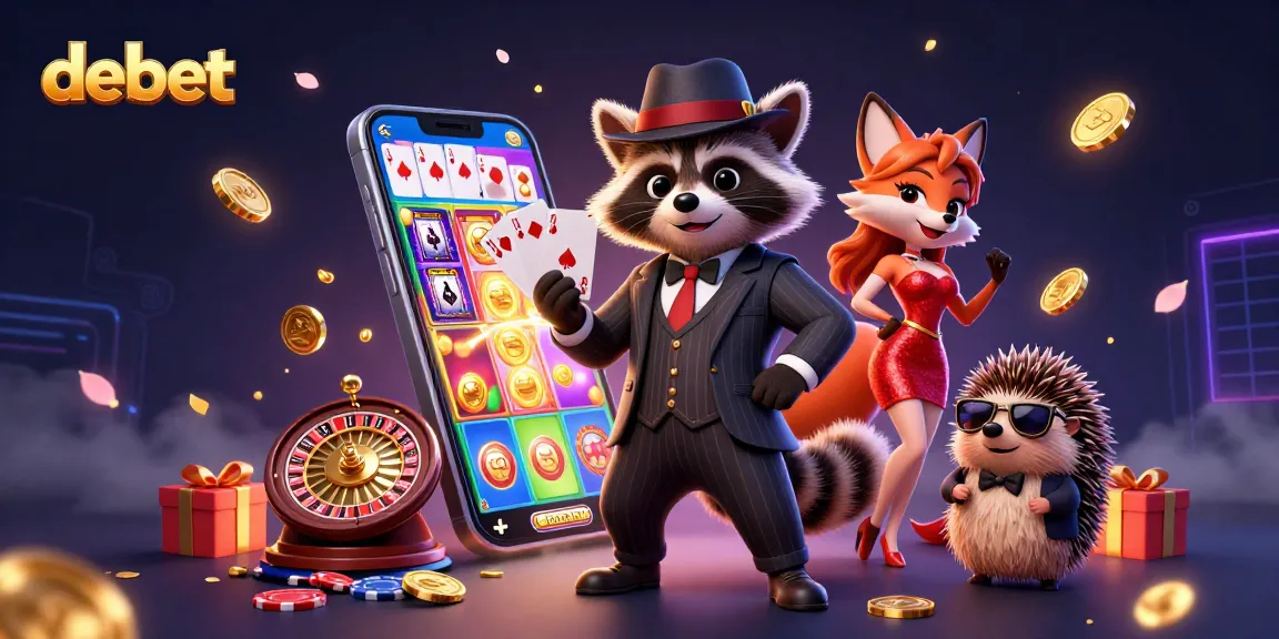 Experience winning thrills at debet with lively gaming characters, vibrant casino elements, and an engaging atmosphere.