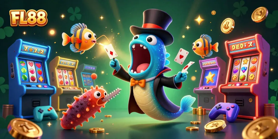 FL88 encapsulates a vibrant online gaming experience with unique casino characters and dynamic slot elements.