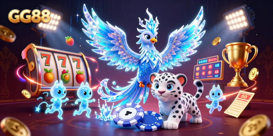 Engage with GG88's thrilling slot experience, featuring vibrant characters and lively casino elements.