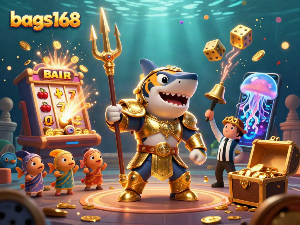 Experience bags168's thrilling underwater casino with a golden gladiator shark and explosive jackpots!