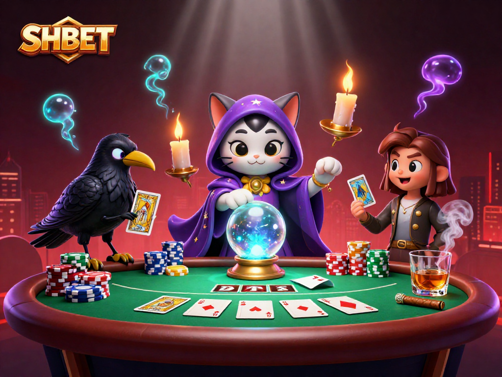 Practice winning strategies at SHBET with immersive poker action in a vibrant casino scene