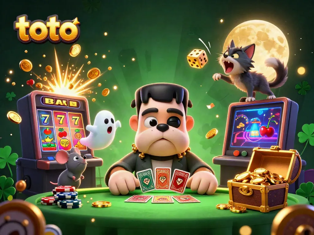 Engaging casino scene featuring a toto-themed illustration with vibrant characters and dynamic elements.