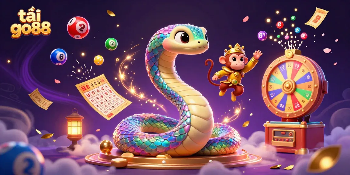 Playfully explore tải go88 with a magical, vibrant 3D casino scene featuring colorful lottery elements and joyful characters.