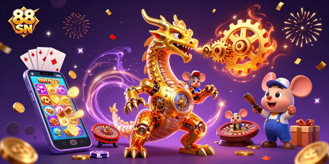 Engage with thrilling gameplay at 88 SN, featuring a vibrant 3D casino scene bursting with action and rewards.