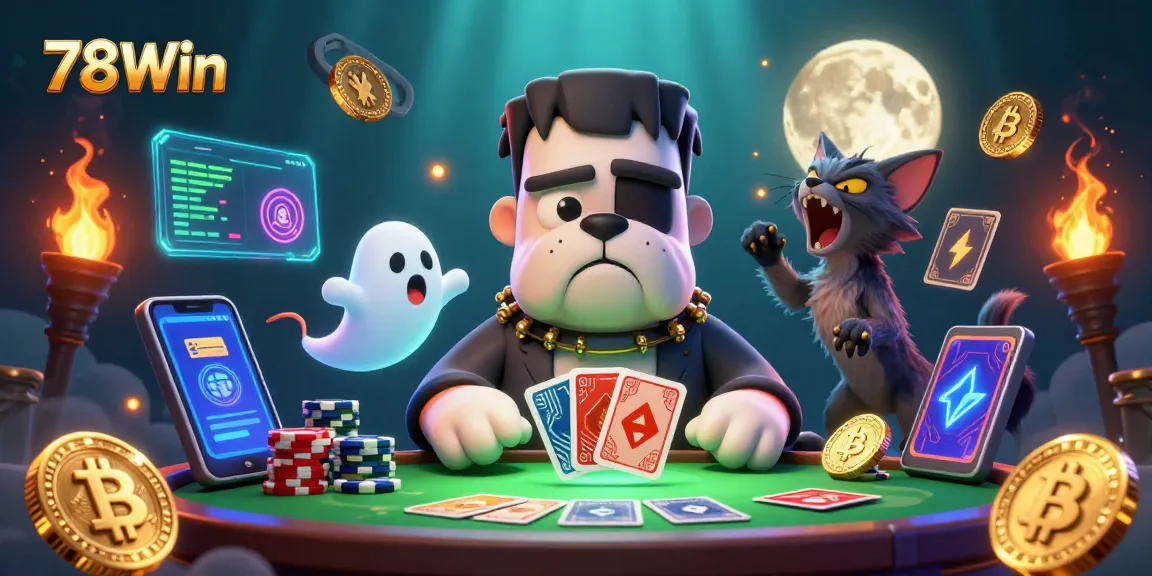 Experience thrilling betting action at 78Win with a lively 3D casino scene featuring cartoon characters.