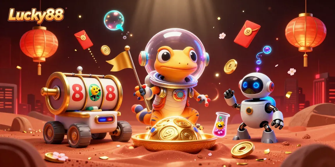 Experience thrilling winnings with Lucky88 at the vibrant alien casino adventure scene.