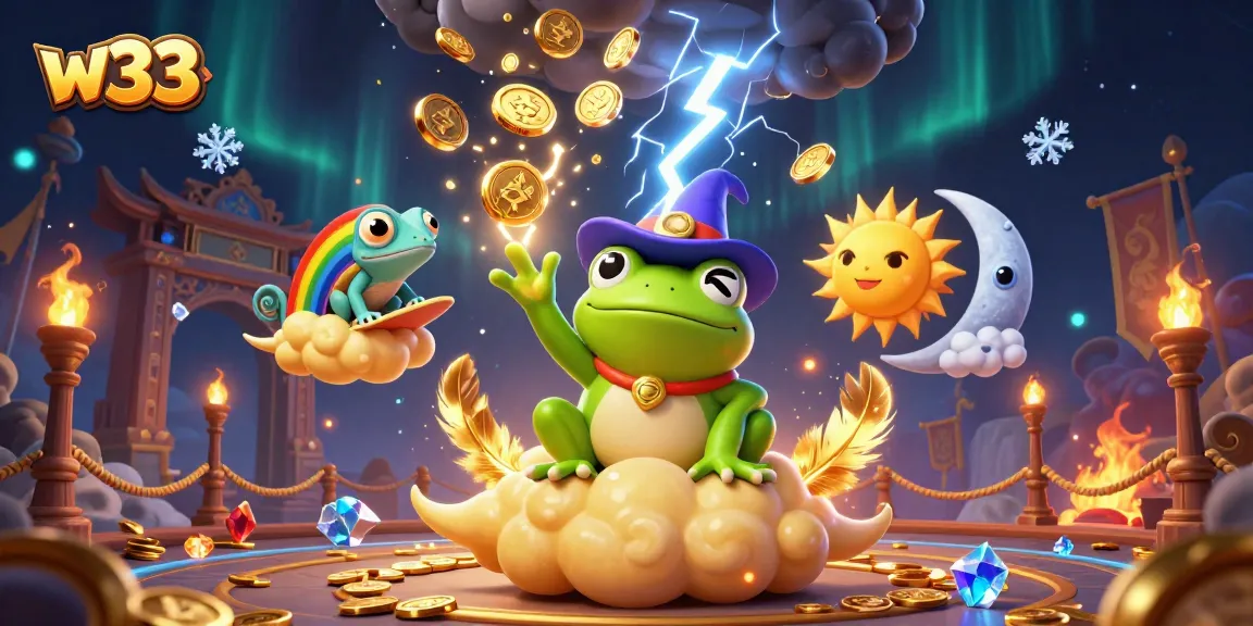 Experience exciting gaming adventures with w33's enchanting 3D characters and golden coin treasures.