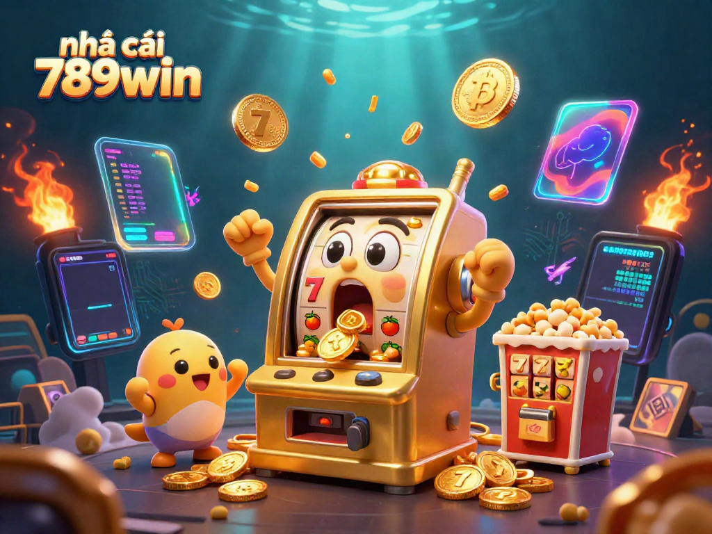 Experience the thrill at nhà cái 789win with a golden slot machine celebrating its jackpot