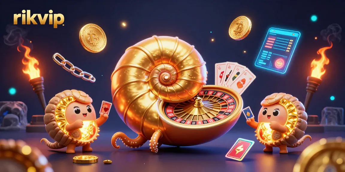 Experience thrilling gameplay at rikvip with a surreal, interactive casino scene featuring ancient creatures and crypto elements.