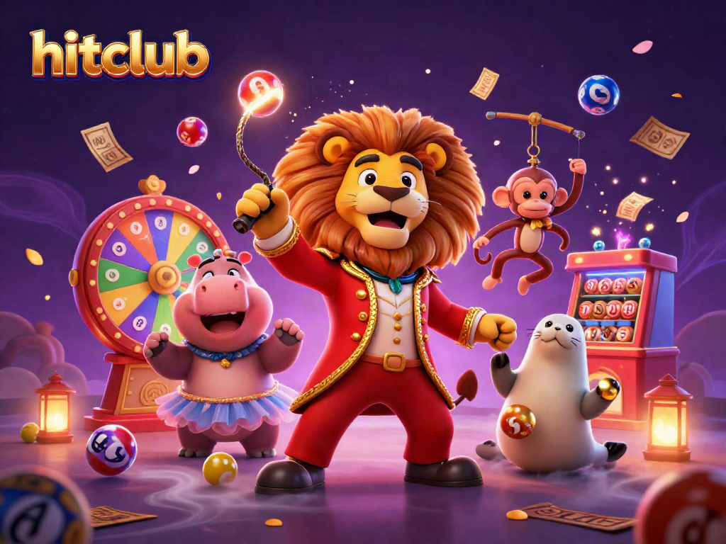Engage with hitclub's vibrant online gaming scene, showcasing a dynamic carnival of colors and excitement.