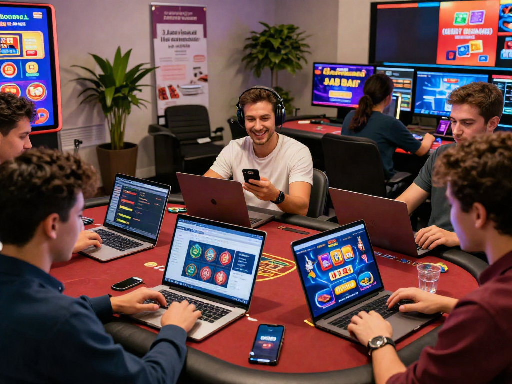 Players enjoying a lively atmosphere at a credit card casino, showcasing various games and exciting bonuses.