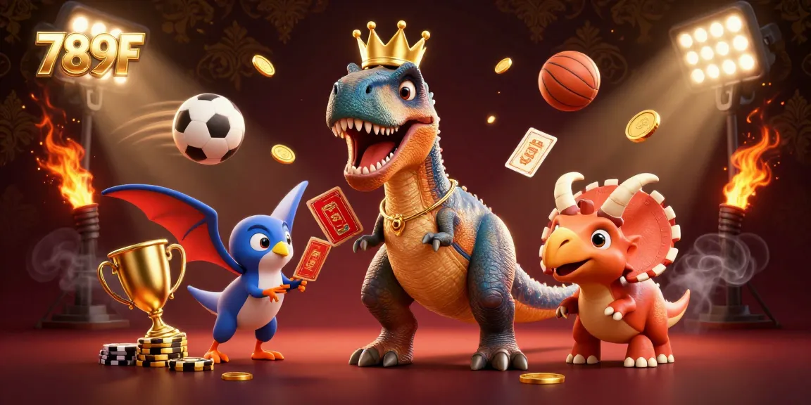Engage in thrilling gameplay at 789F with a dynamic illustration of exciting characters and sports elements.