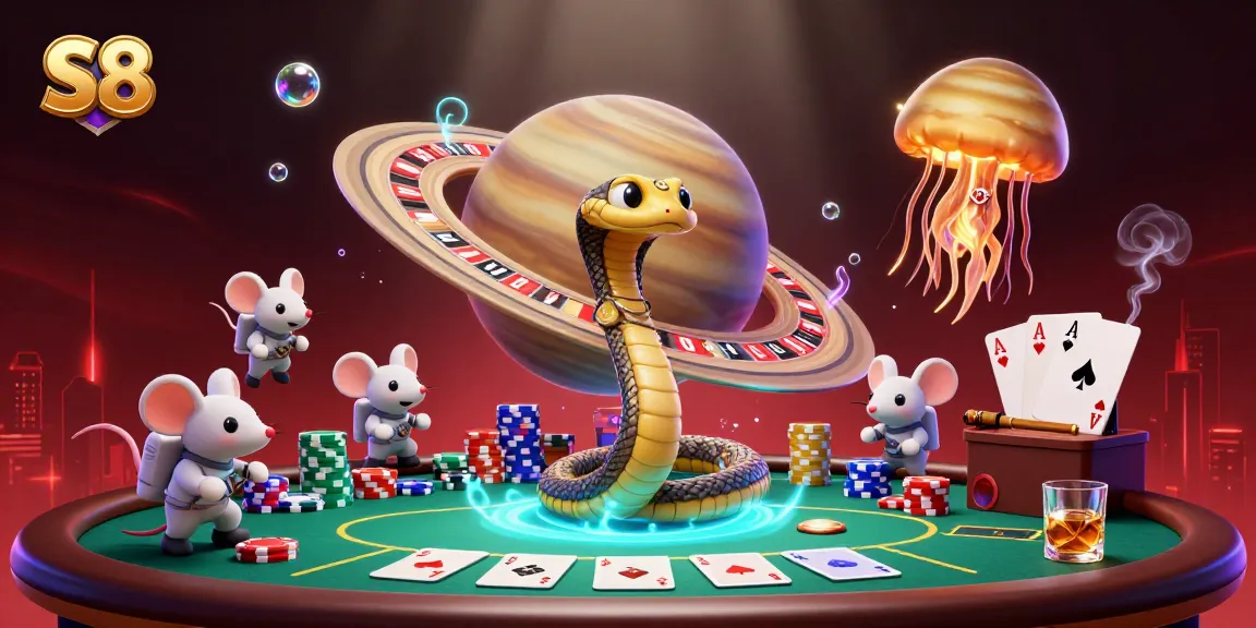 Experience thrilling S8 gameplay with astronaut mice betting on a cosmic roulette wheel.