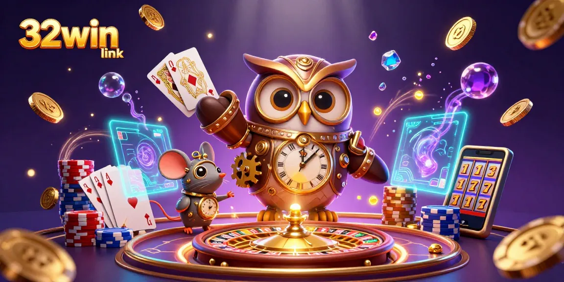 Experience thrilling gameplay with the 32win link casino, featuring vibrant characters amidst dazzling casino elements.