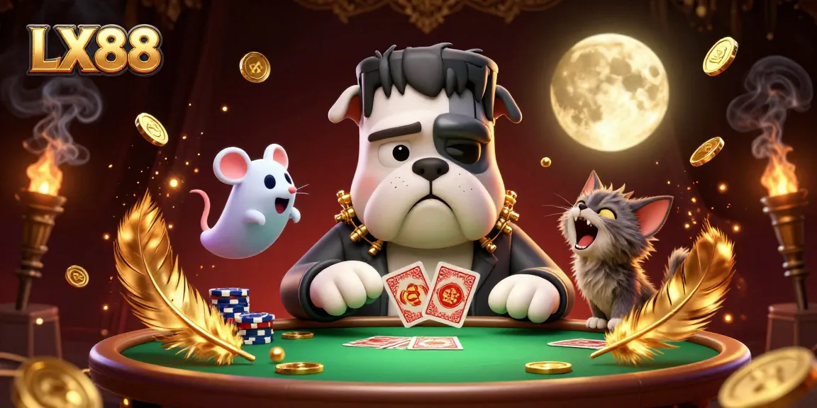 Experience LX88 gaming thrills in this vibrant, detailed casino illustration with dynamic characters.