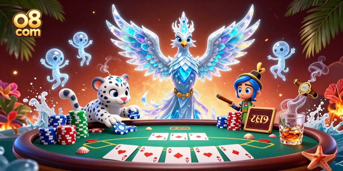 Experience thrilling gameplay at o8 com with vibrant casino characters and rich poker elements.