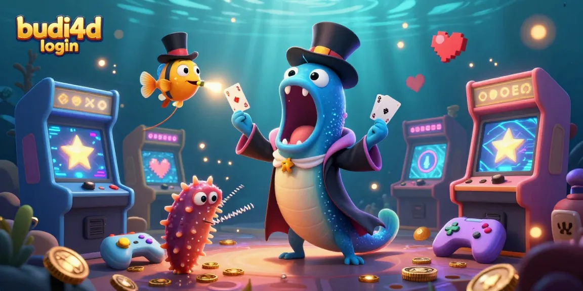 Engage with the vibrant budi4d login scene showcasing an eel magician performing tricks amidst dazzling casino elements.