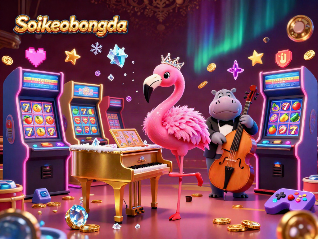 Engage in thrilling casino gaming with Soikeobongda featuring vibrant characters and rich slot elements in a dynamic scene.
