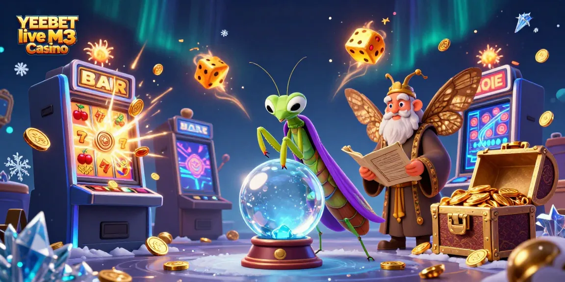 Experience the magic at YEEBET live M3 Casino with unique characters amidst vibrant casino elements.