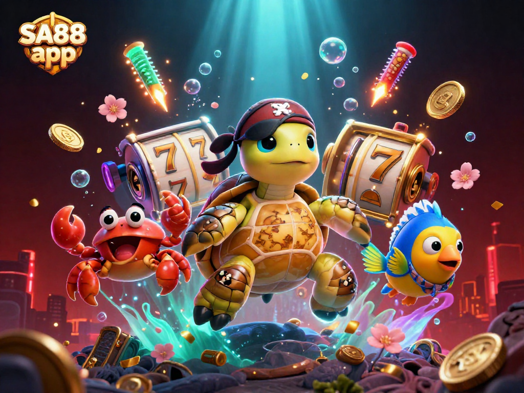 Experience thrilling action with the SA88 app featuring vibrant casino elements and treasure-filled adventure.