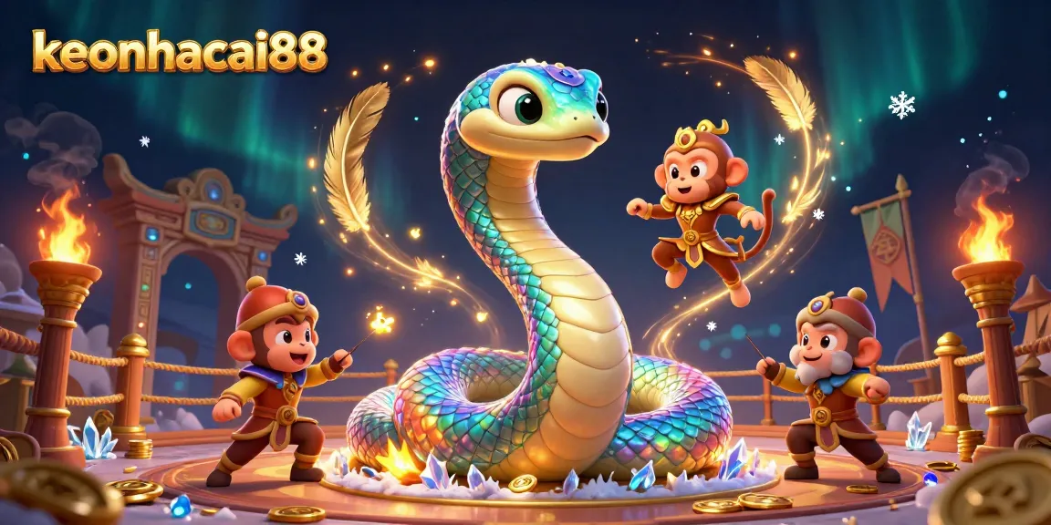 Experience thrilling action with keonhacai88 amidst vibrant casino elements in a dynamic 3D scene.