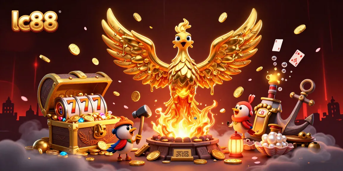 Experience the thrill of lc88 with golden phoenix and vibrant casino elements bursting in action.