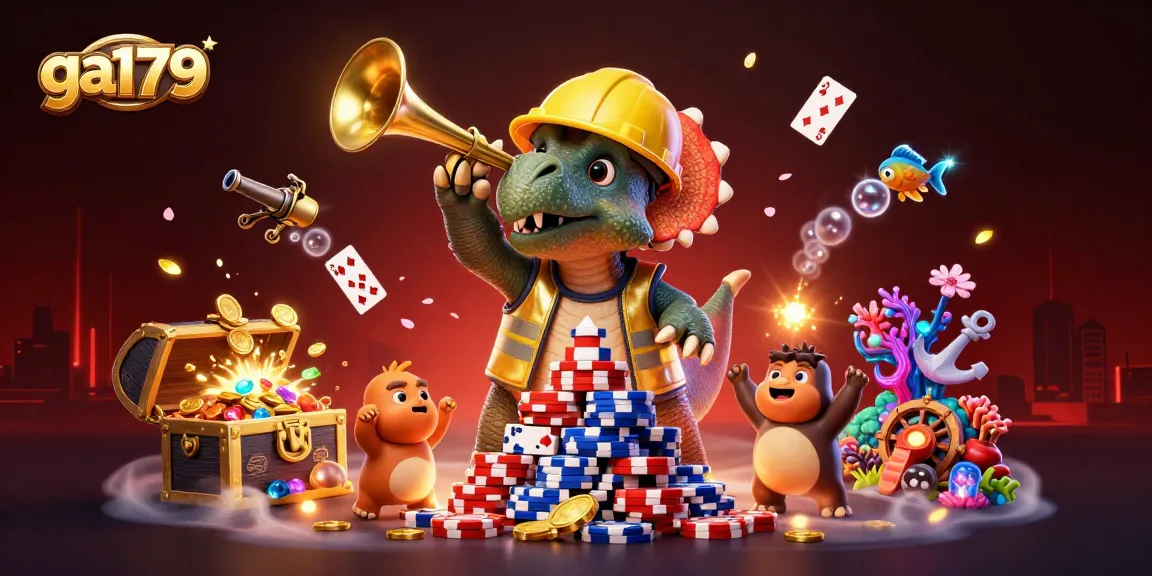 Join ga179 in a celebration of poker chip building and underwater treasure in this vibrant casino scene.
