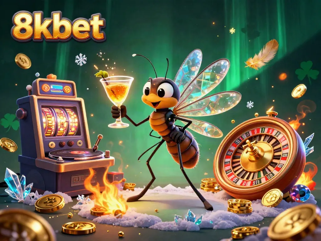 Engage with 8xbet in a vibrant 3D casino scene featuring unique characters and gaming elements.