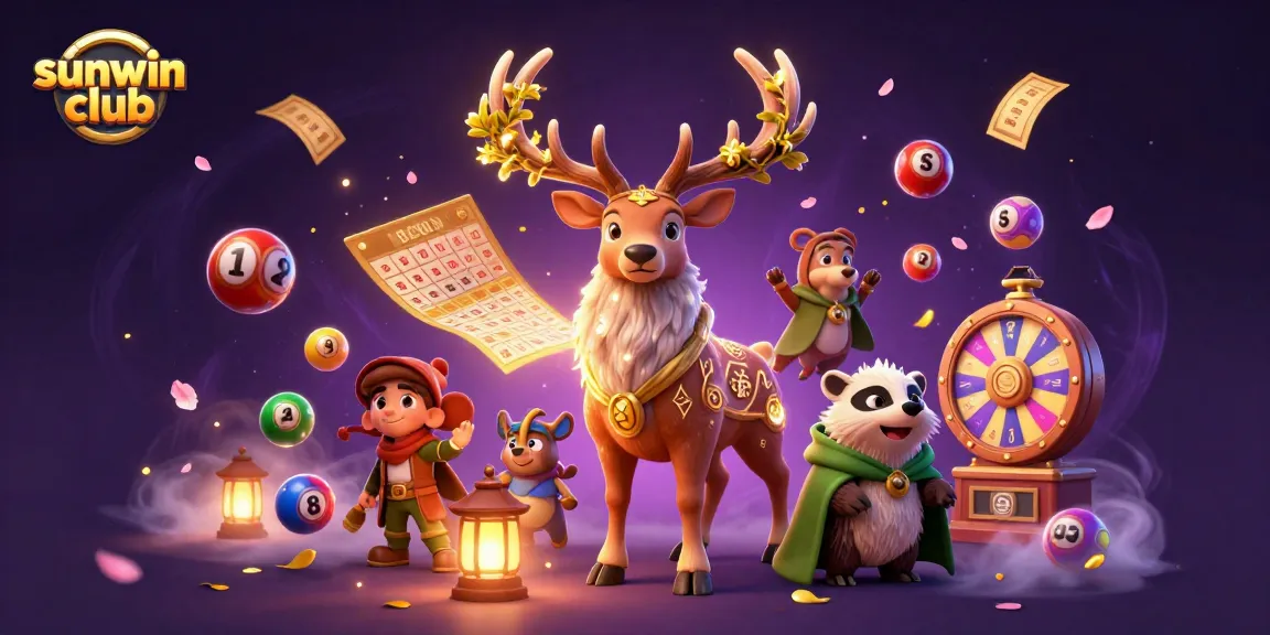 Experience the thrilling excitement at sunwin club with 3D characters and dynamic lottery game elements.