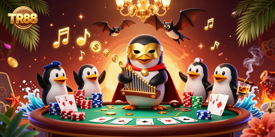 Experience the thrilling ambiance of TR88 with a captivating 3D casino illustration filled with vibrant game elements.