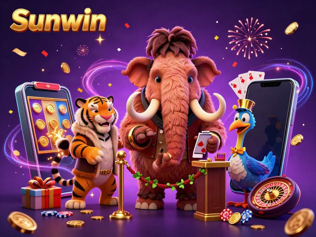 Experience Sunwin's vibrant casino atmosphere with engaging characters and games.