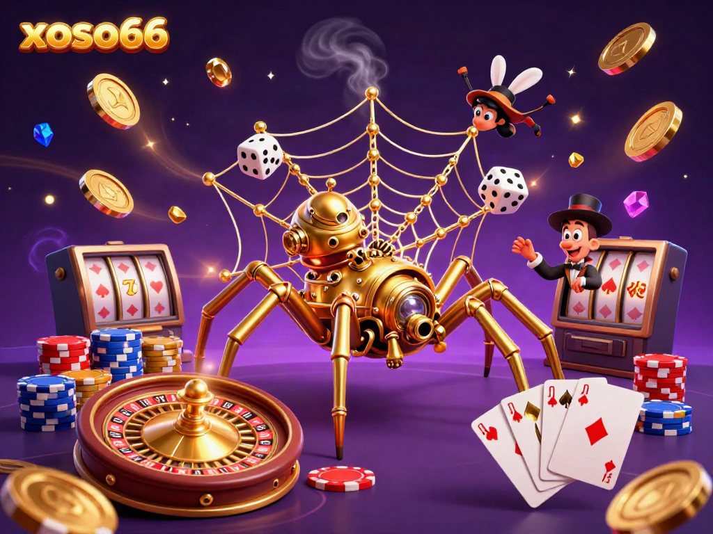 Experience the thrill of winning with xoso66 in this vibrant 3D casino scene, showcasing unique gaming elements.