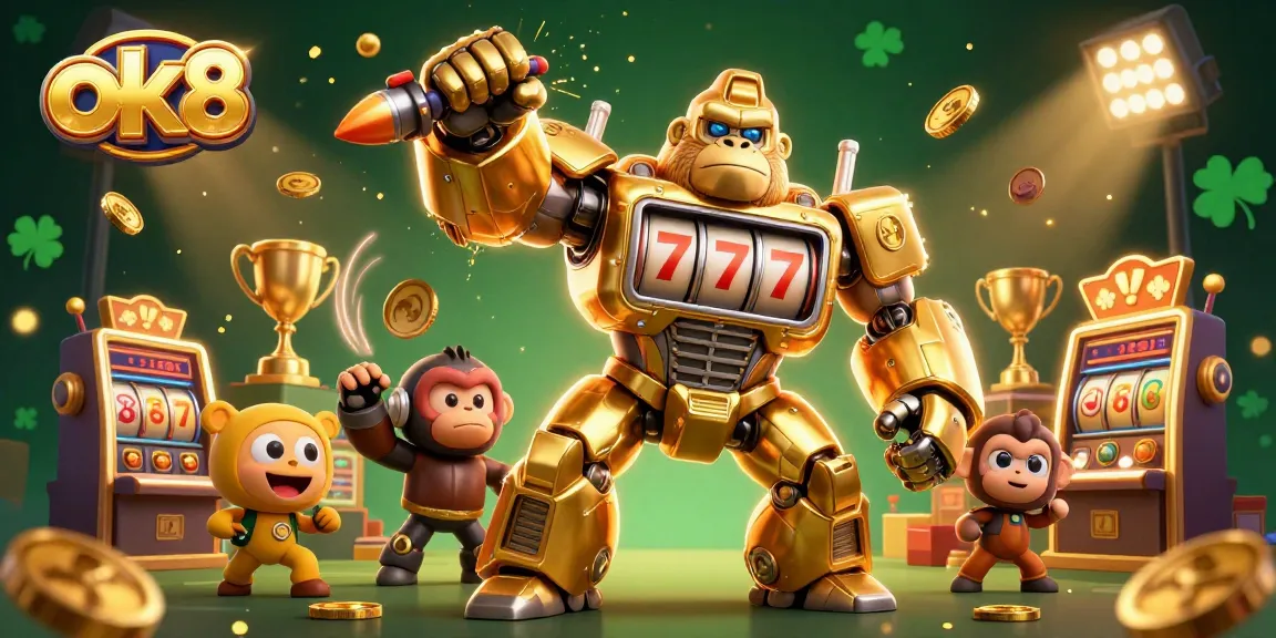Experience thrilling gameplay with ok8, a golden gorilla mech packed with slot elements and dynamic casino action.