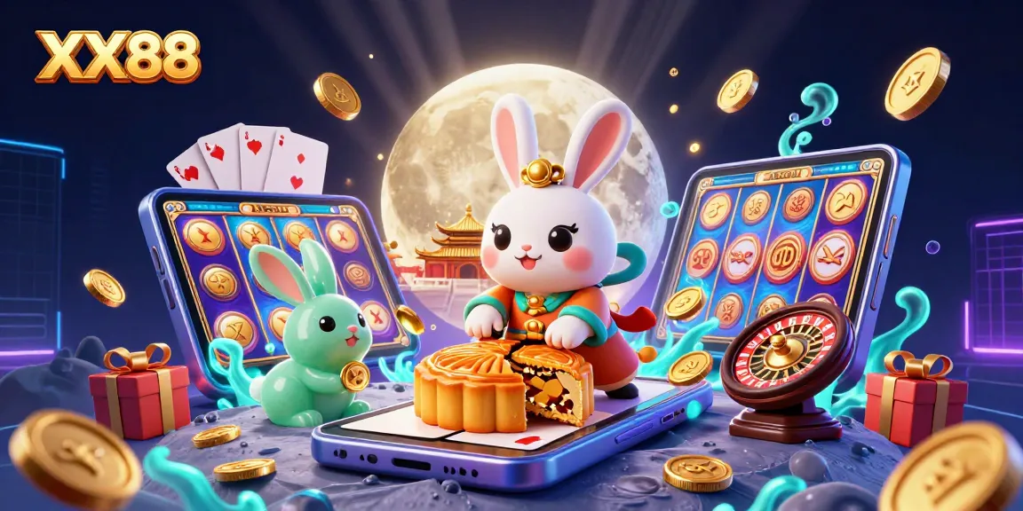 Spin to win at XX88 with moon rabbits and dazzling casino symbols!