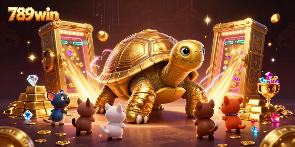 Experience the excitement of 789win with vibrant games and golden prizes in this dynamic casino scene.