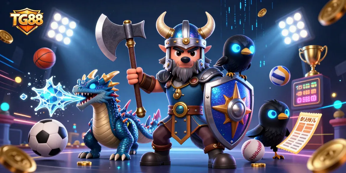 Experience thrilling gaming action at TG88 with an exciting 3D illustration of online casino adventures.
