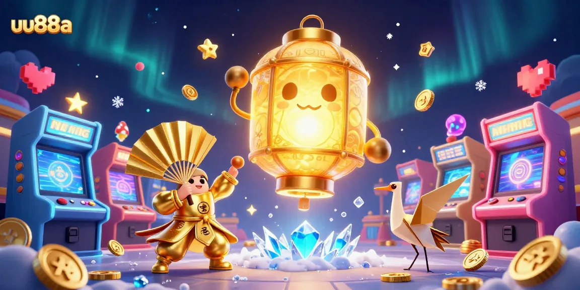 Engage in exciting games at uu88a with vibrant 3D casino elements and glowing characters.