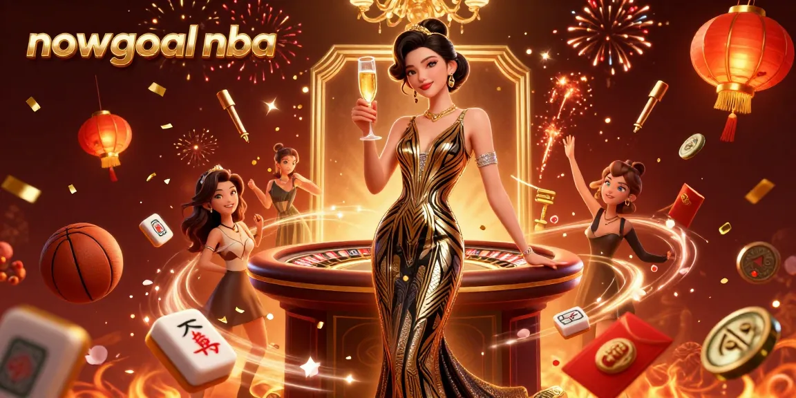 Experience the thrill of nowgoal NBA with lively sports betting elements and elegant designs in this vibrant illustration.