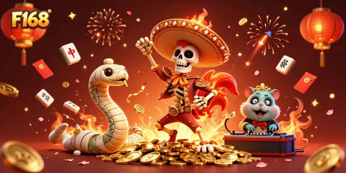 Experience thrilling wins at F168 with a vibrant 3D casino celebration showcasing excitement and fun.