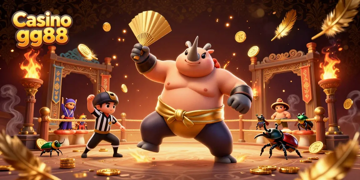 Experience the thrill of Casino gg88 as a champion beetle stomps to victory, showering coins in a vibrant arena.