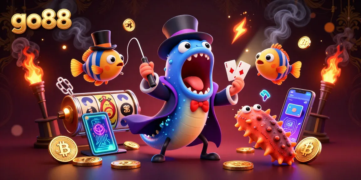 Experience the thrill of go88 with vibrant slot reels and undersea magic in this dynamic 3D scene.