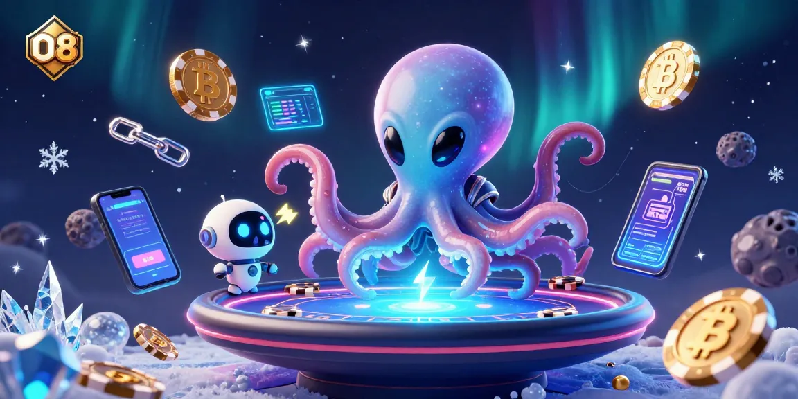 O8 invites players to engage with thrilling holographic poker games featuring vibrant alien characters and crypto elements.