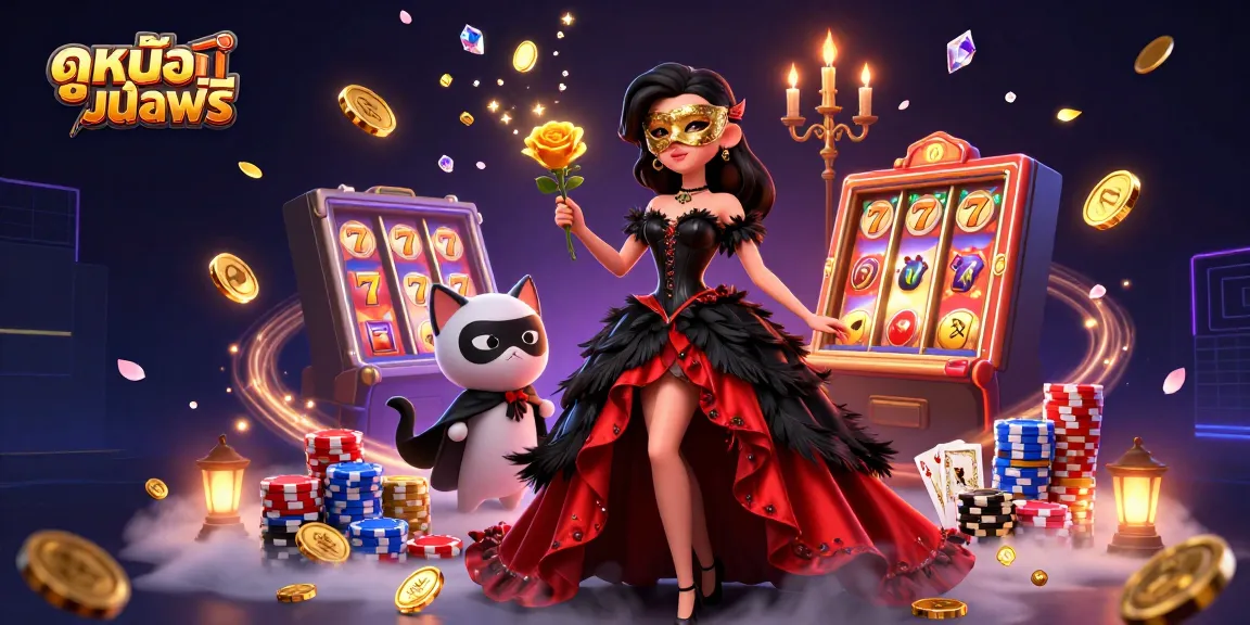 Play exciting ดูหนังออนไลน์ฟรี with vibrant characters amid golden coins and jackpot symbols.