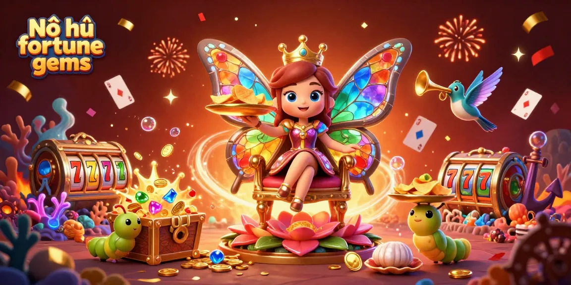 Win big with Nổ hũ fortune gems in this vibrant 3D casino illustration featuring exciting game elements.