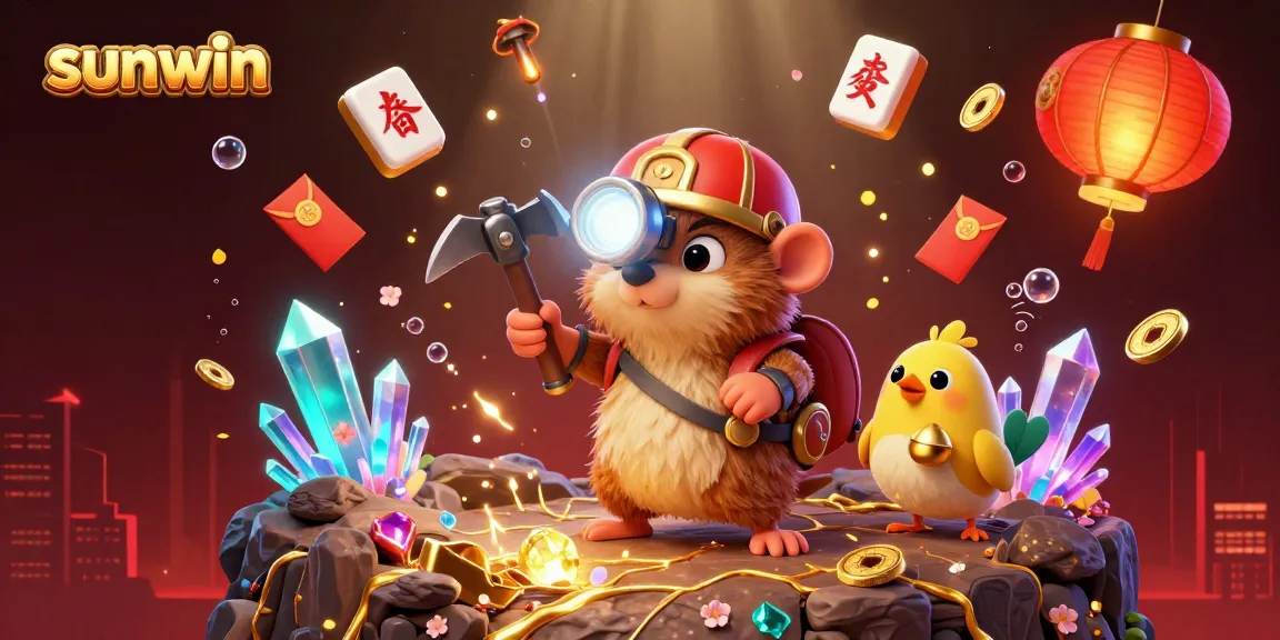 Engage with thrilling gameplay at sunwin, featuring an adventure-filled casino illustration packed with treasures.