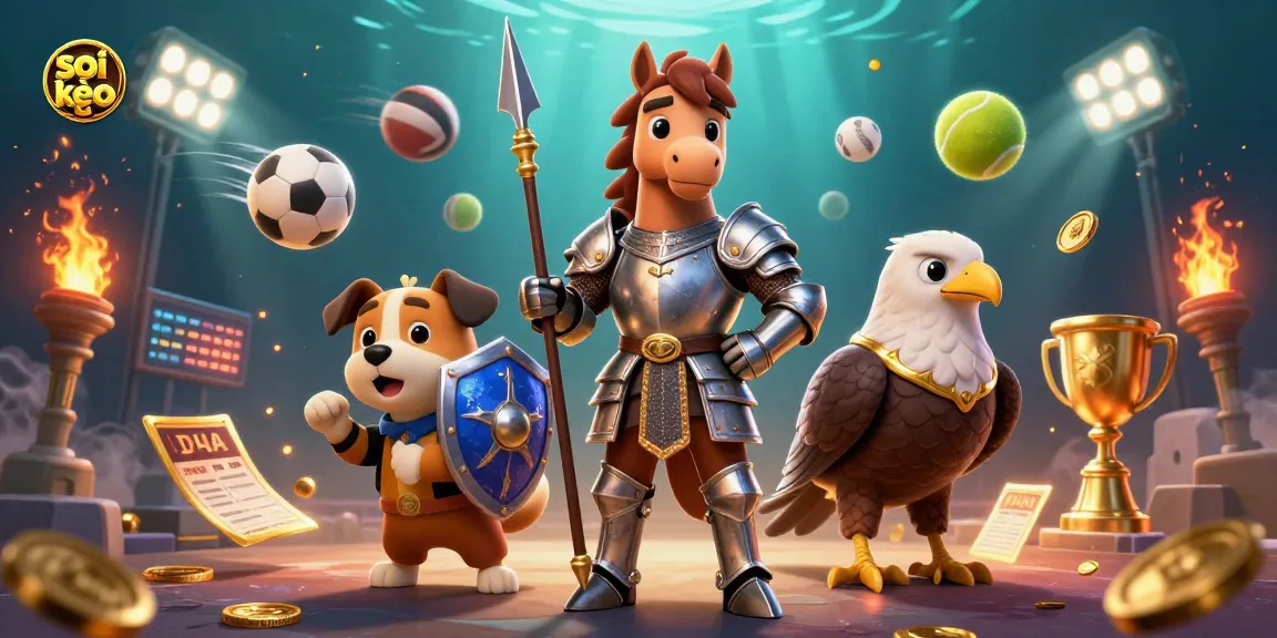 Bet on soccer matches with soi kèo insights, featuring dynamic sports elements and a medieval scene.