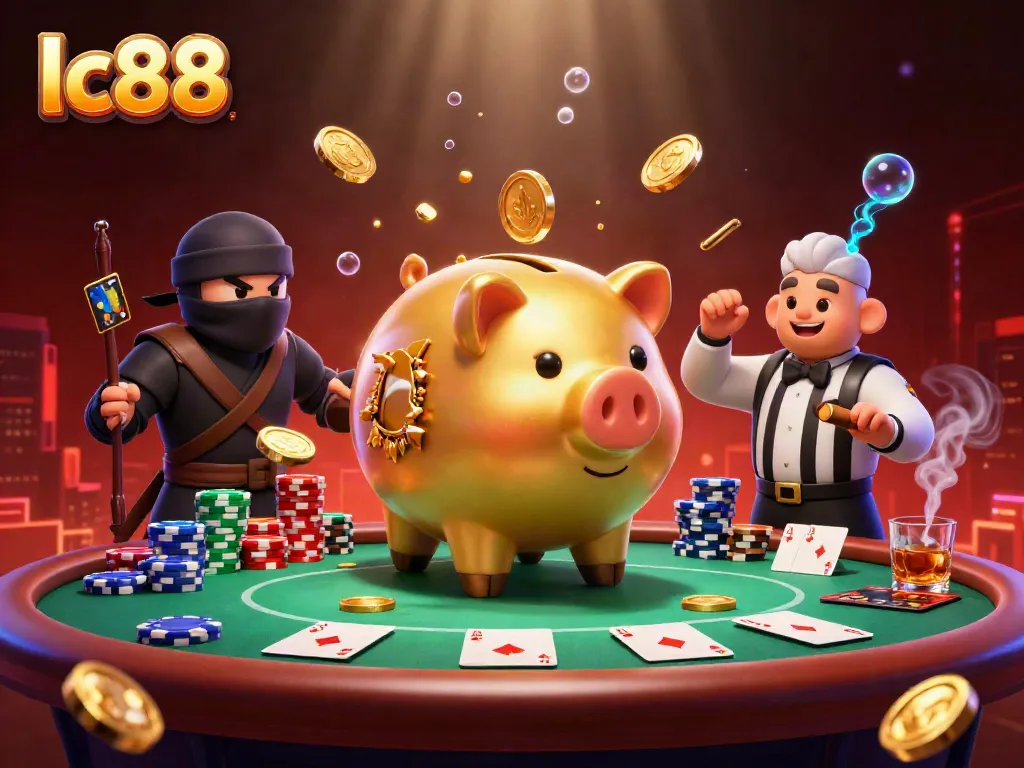 Experience thrilling action in lc88's vibrant casino scene with animated characters and gaming elements.